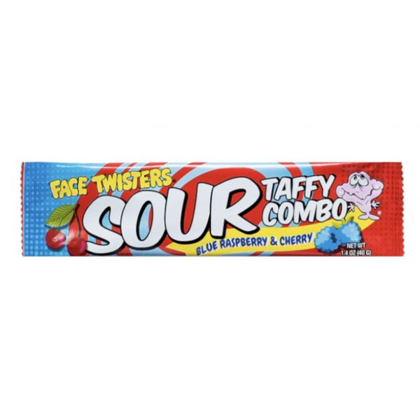 Face twisters sour taffy combo bar blue raspberry & Cherry