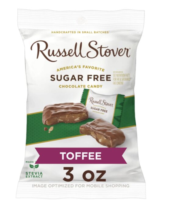 Russell Stover Sugar Free Chocolate Toffee Squares - 3oz (85g)